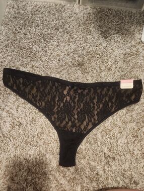 Cacique Black Floral Lace Thong